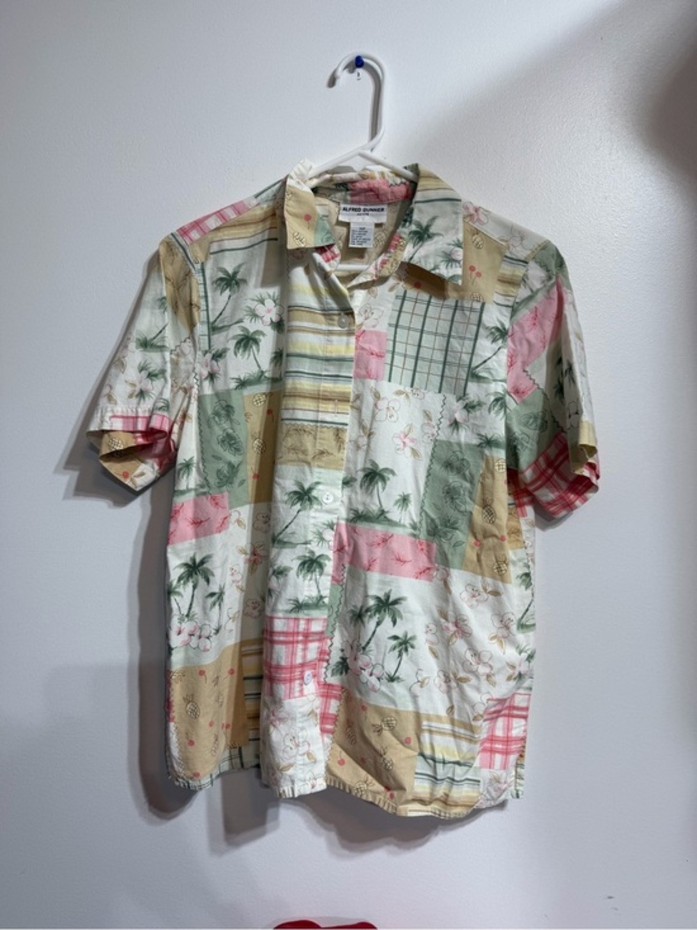 Vintage Alfred Dunner Petite Patchwork Tropical Button-Down Shirt โ Size 10P